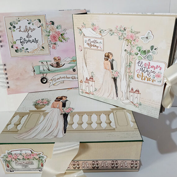 Album de fotos y Libro de Firmas con su caja para boda